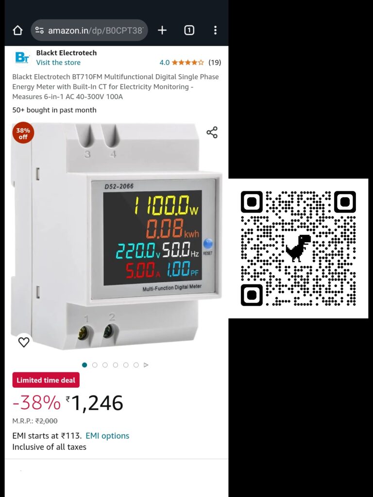 blackt,electrotech,digital,single,phase,energy,meter, voltage,current,power,energy,frequency,factor,lcd,backlight,abs,flame,retardant,#AmazonDeals